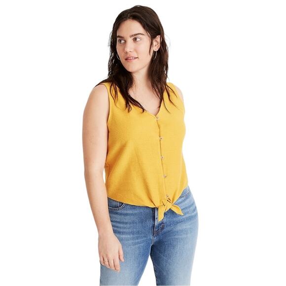 Texture And Tread  Madewell Button Front Tie Cotton Tank Top Size L - Picture 3 of 13